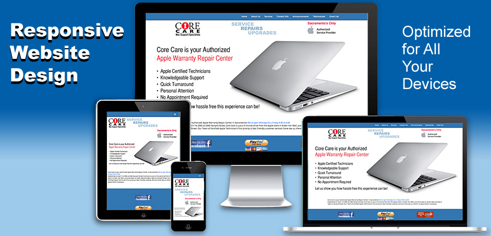 Header for responsive web site deign with display and smartphone
