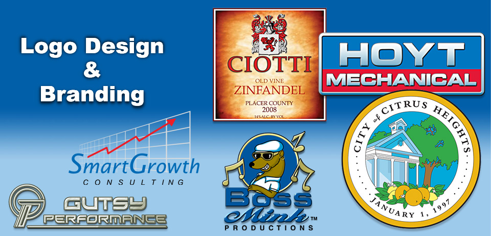 Header graphic with Logo design samples