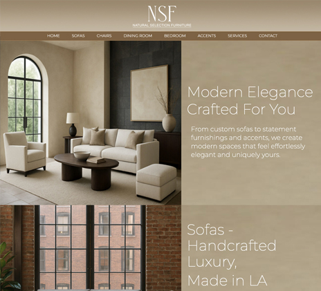 Website for a boutique furniture store in Santa Cruz